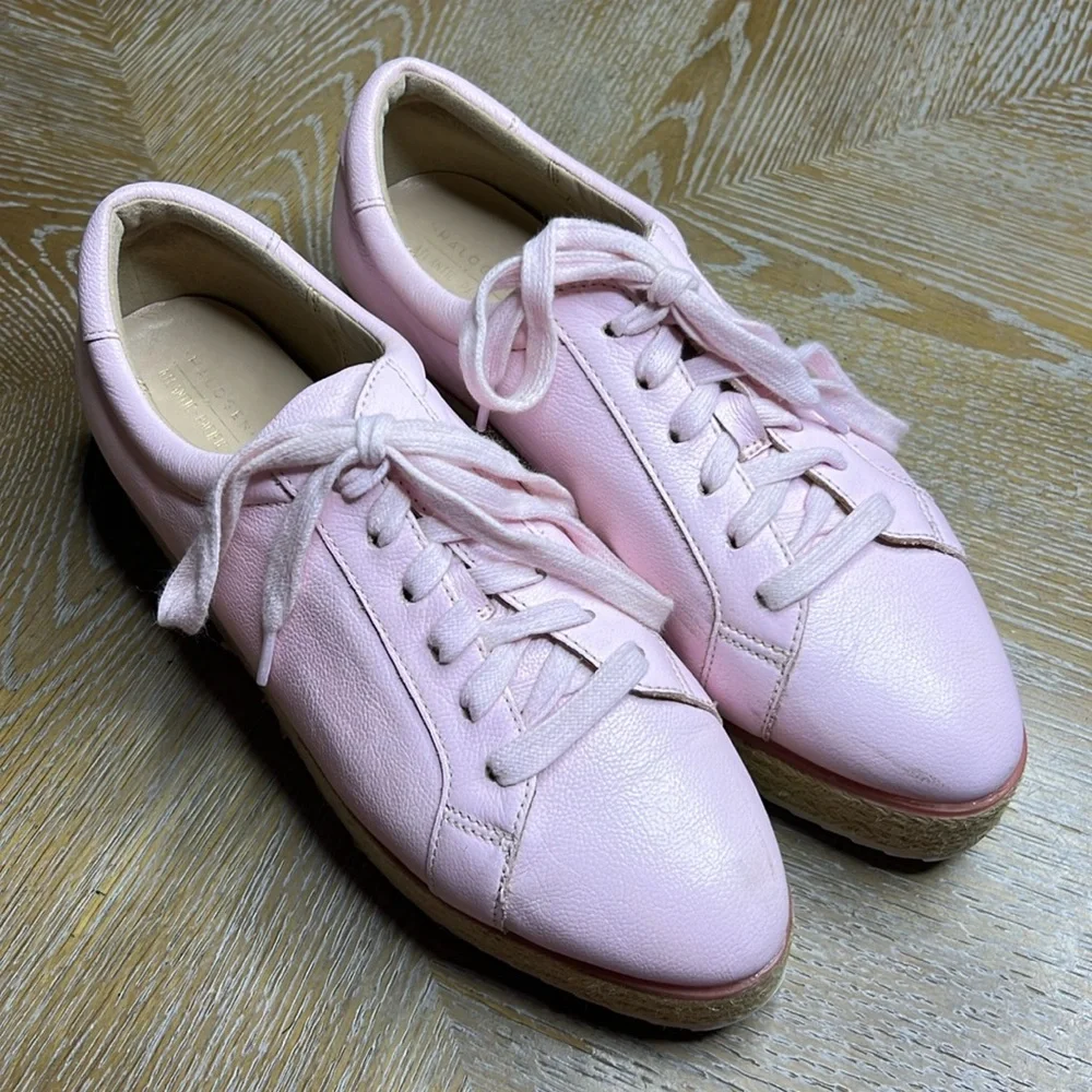 HALOGEN x ATLANTIC PACIFIC Pink Leather Espadrille Pointy Sneakers 8.5
